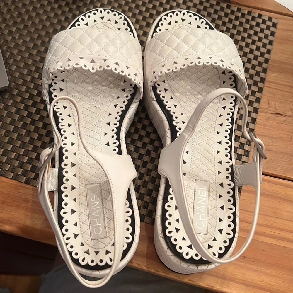 100% Authentic Chanel Quilted Platform Sandals - Picture 2 of 11